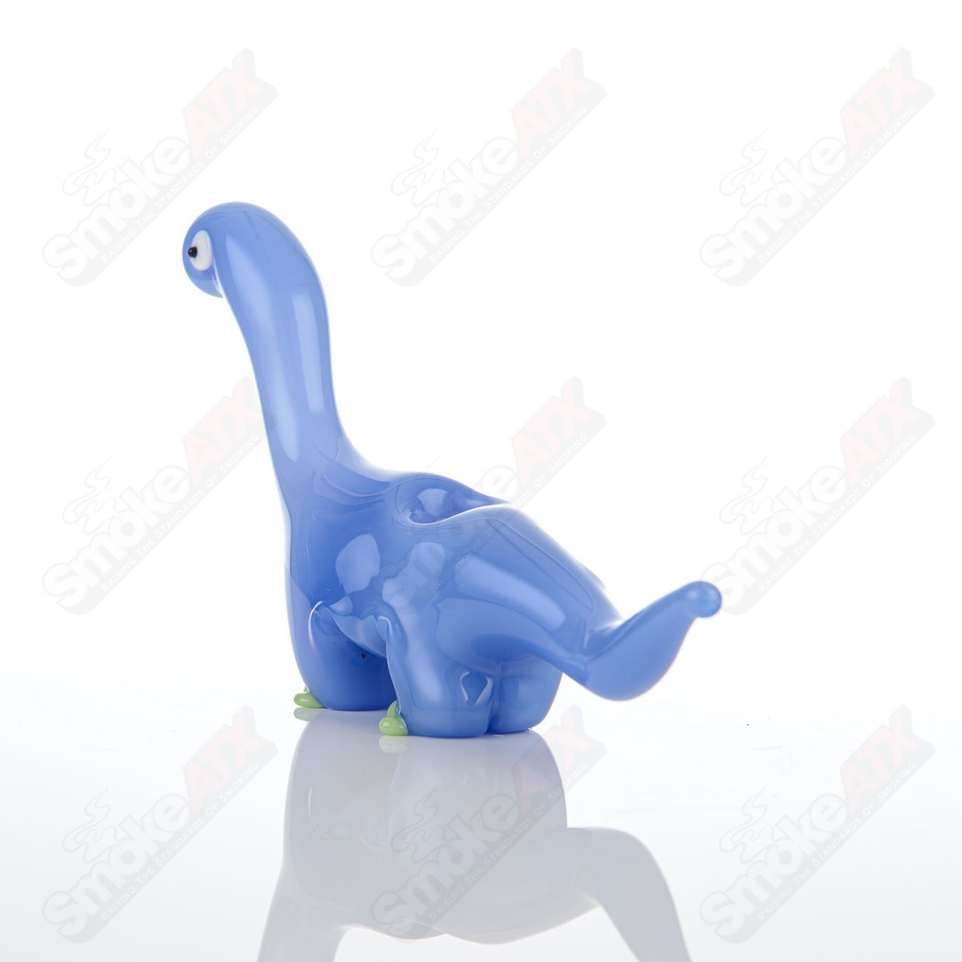 Blue Dino w Jade Accents Pipe Nicko Glass - Smoke ATX