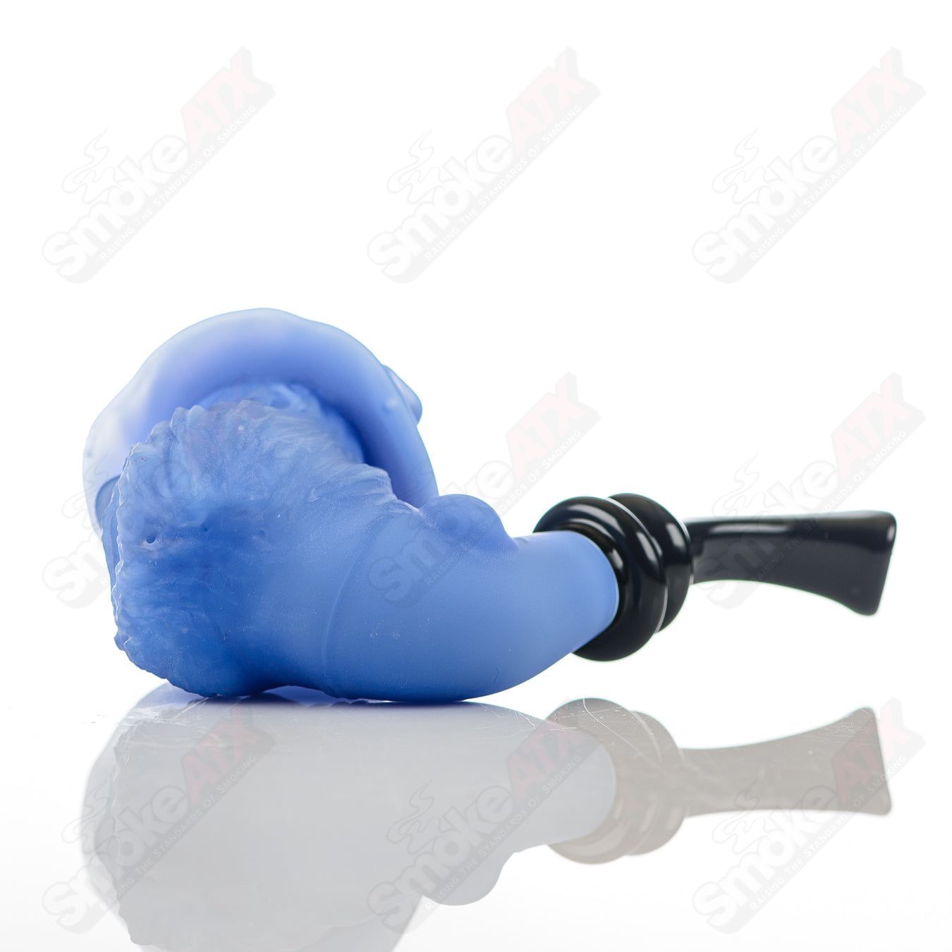 Blue Old Timer Prospector Sherlock glass pipe by JMass, featuring a classic Sherlock design in vibrant blue color.