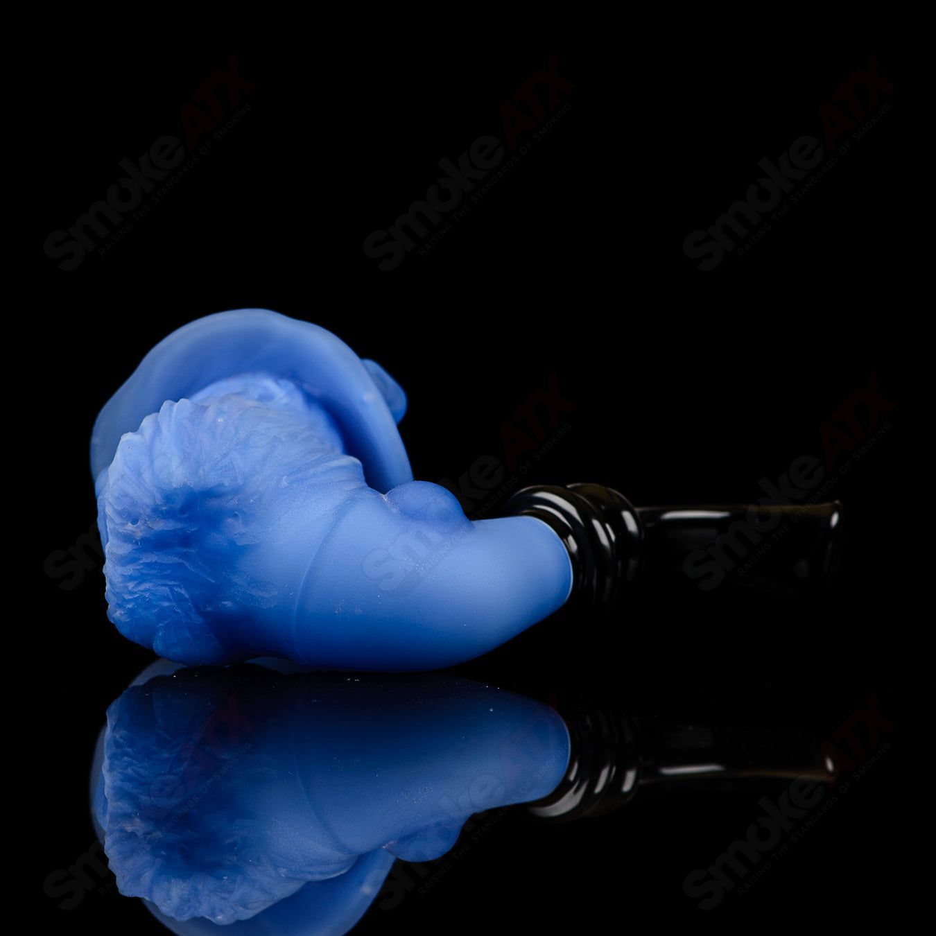 Blue Old Timer Prospector Sherlock heady glass pipe by JMass, featuring a detailed prospector design and vibrant blue color.