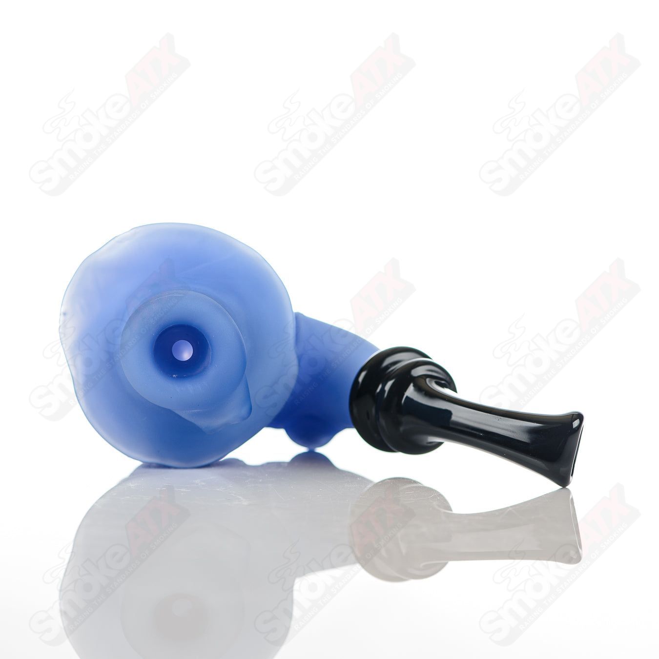 Blue Old Timer Prospector Sherlock glass pipe by JMass, a detailed heady glass piece with a classic Sherlock design in vibrant blue.