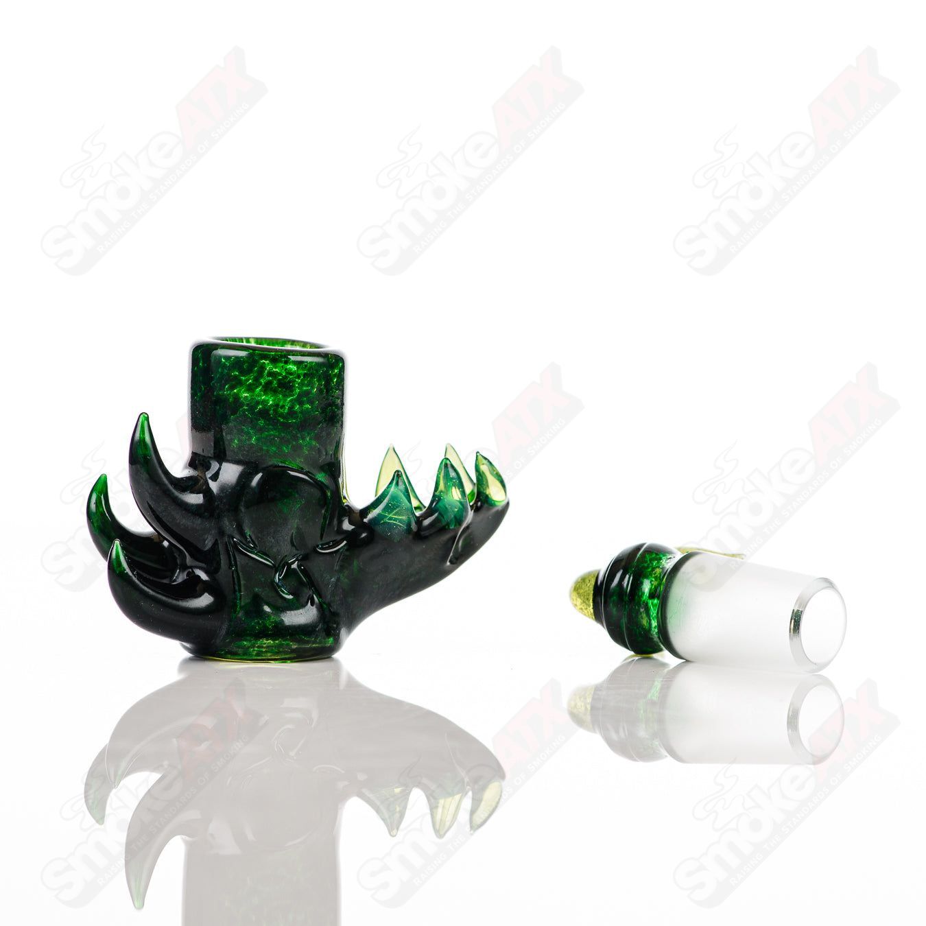 CFL Dome Conversion Shot Glass by Salt Glass in Aqua Azul and Serum colors, featuring a clear heady glass cup design.