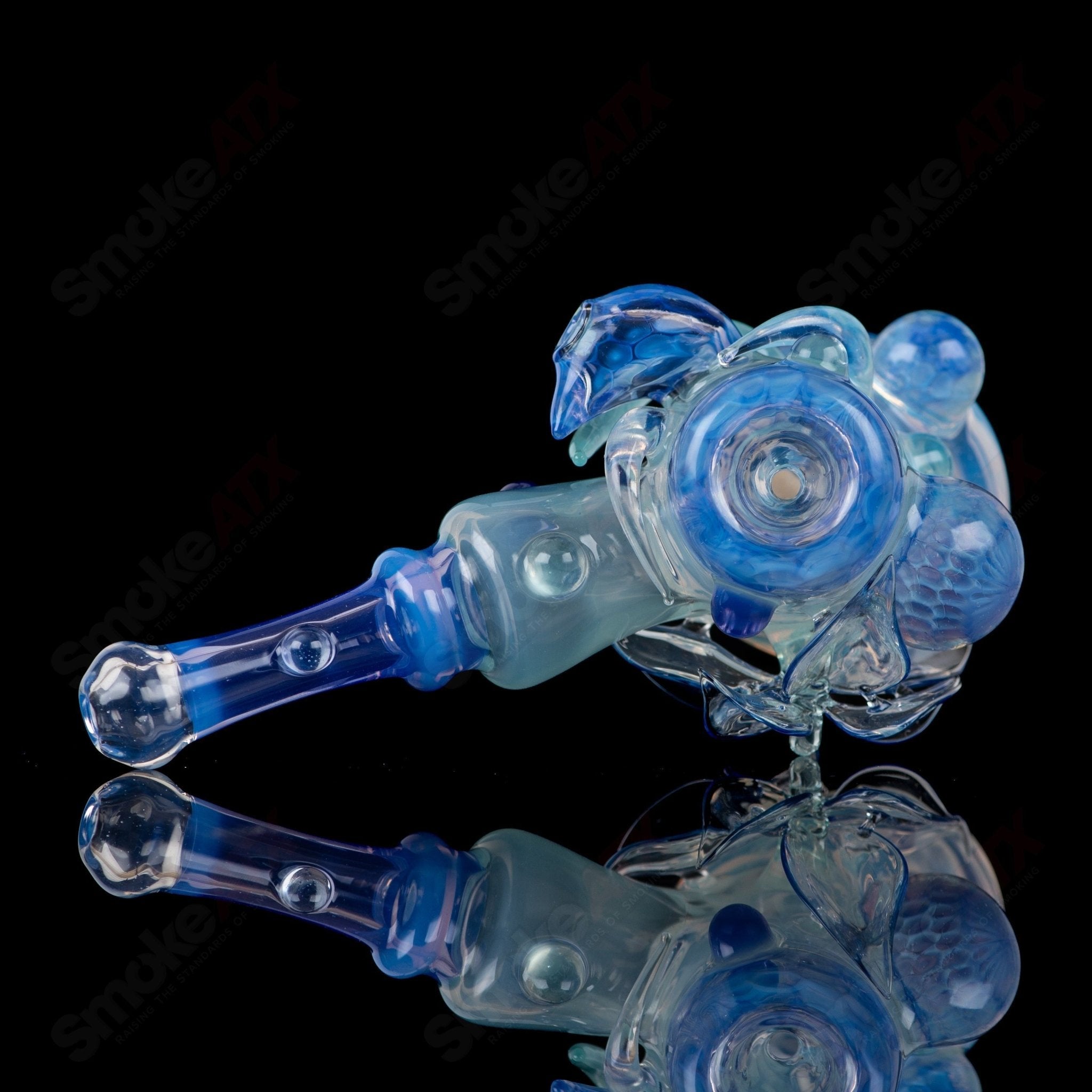 Sven Glass Sherlock chillum set featuring clear glass heady Sherlock-style pipe with intricate glass details.