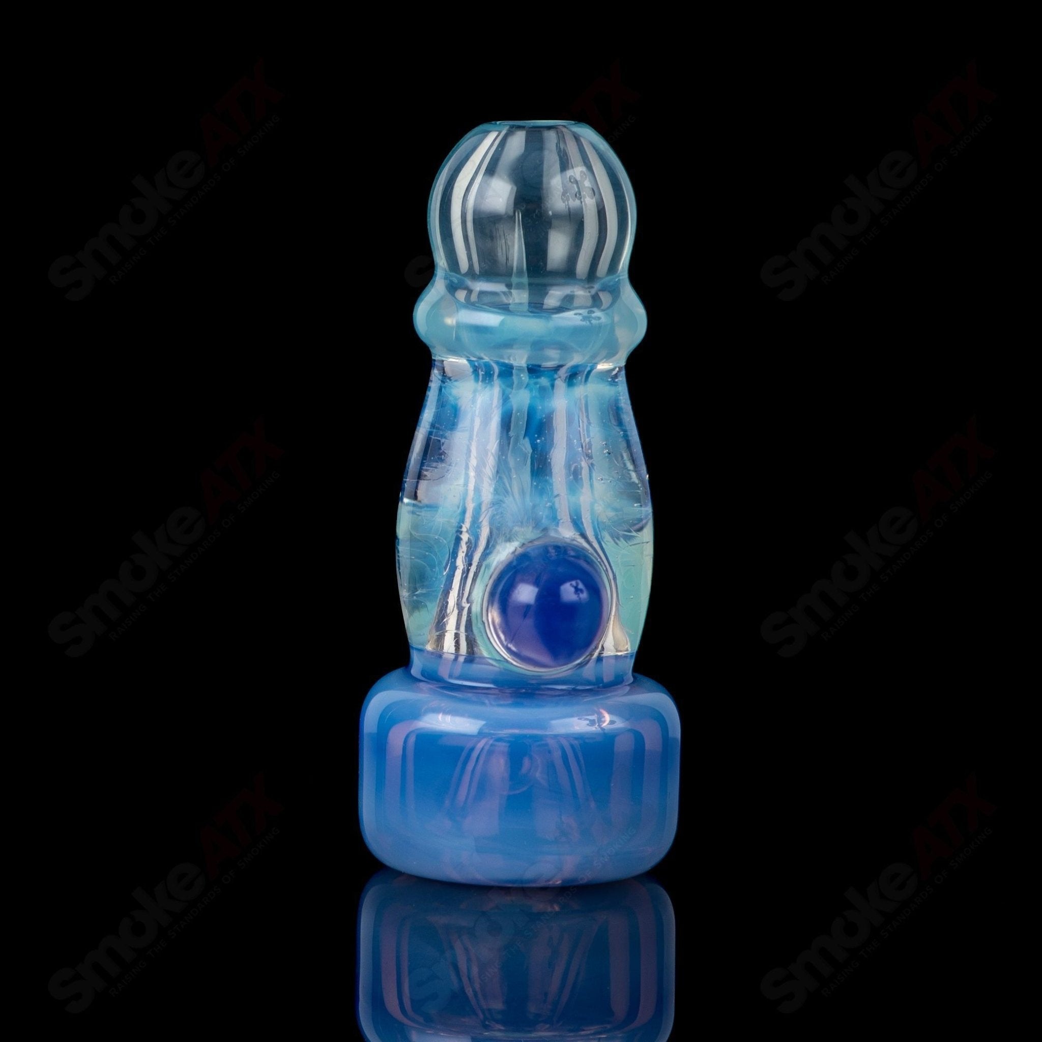 Sven Glass Sherlock Chillum Set featuring a clear heady glass Sherlock-style pipe with intricate details and a matching carry case.