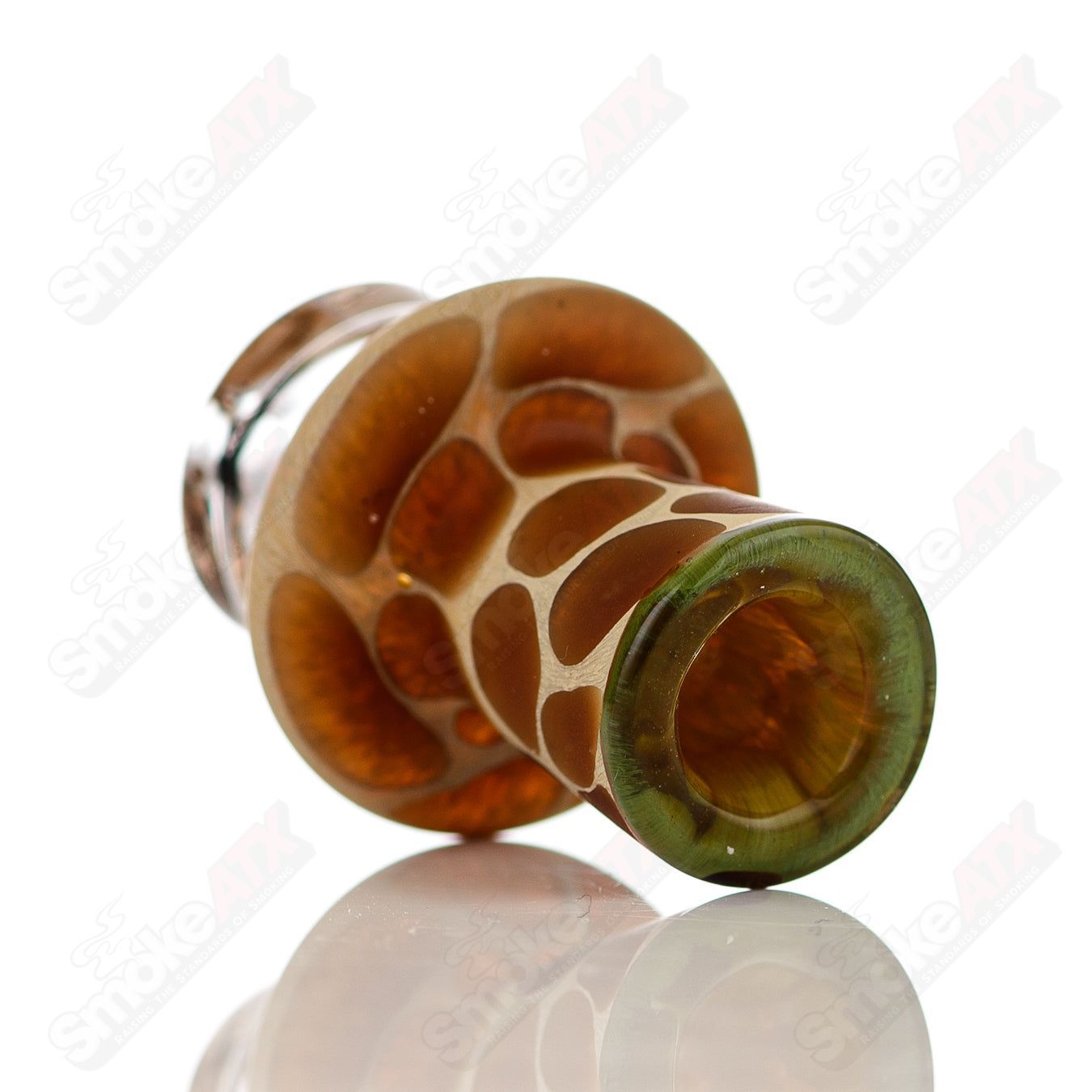 Clear Giraffe Spinner Cap by Robertson Glass with Pearl detail, designed for heady glass carb caps.