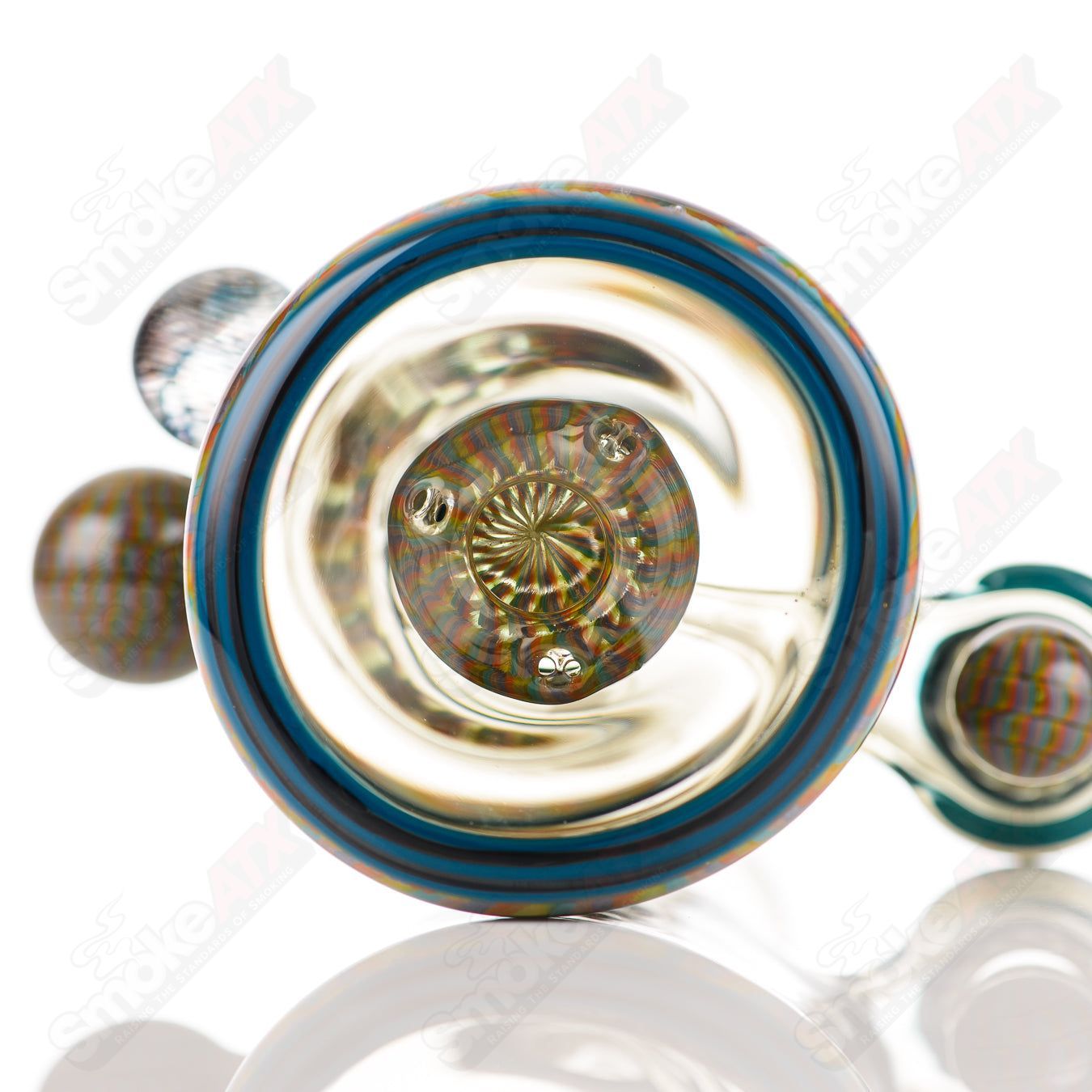 Coiled Latticello Milli Rig by Conversion Glass, Heady Glass concentrate rig with intricate coil design and clear glass accents.
