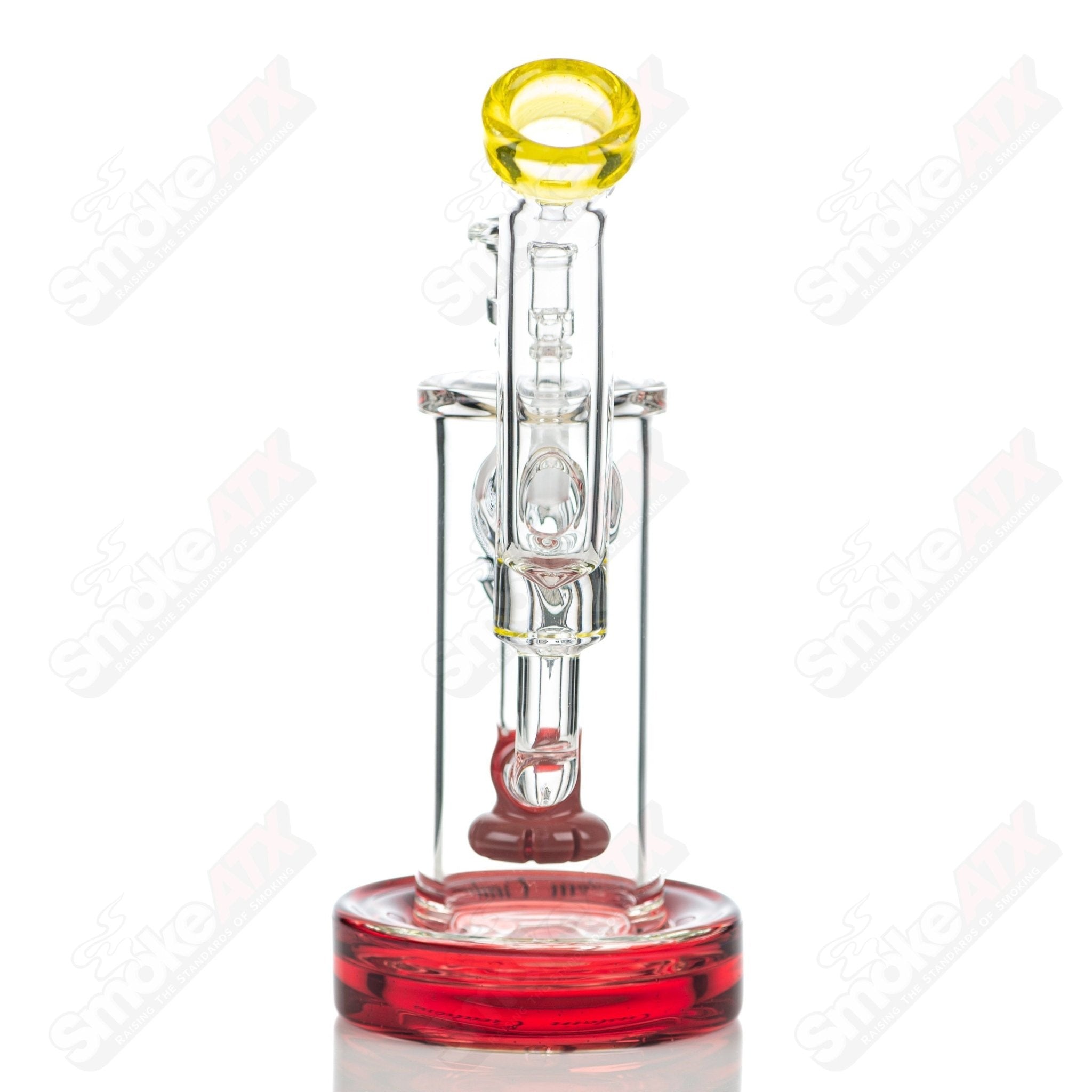 Colorful 50mm glass showerhead bubbler by C2 Custom Creations, showcasing vibrant glass design and intricate craftsmanship.