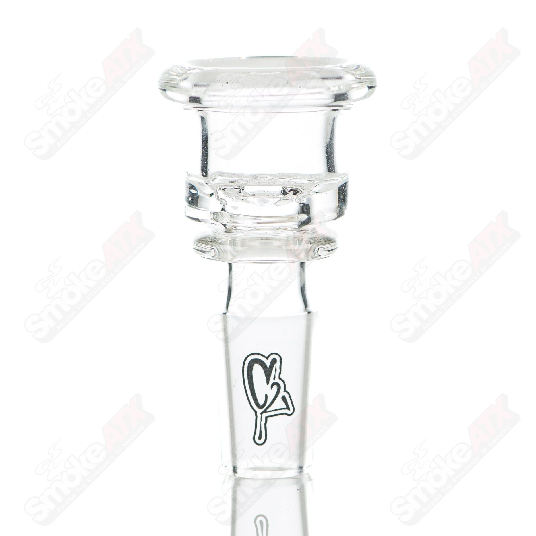 Color 50mm glass showerhead bubbler by C2 Custom Creations with vibrant glass design and multiple spray openings.