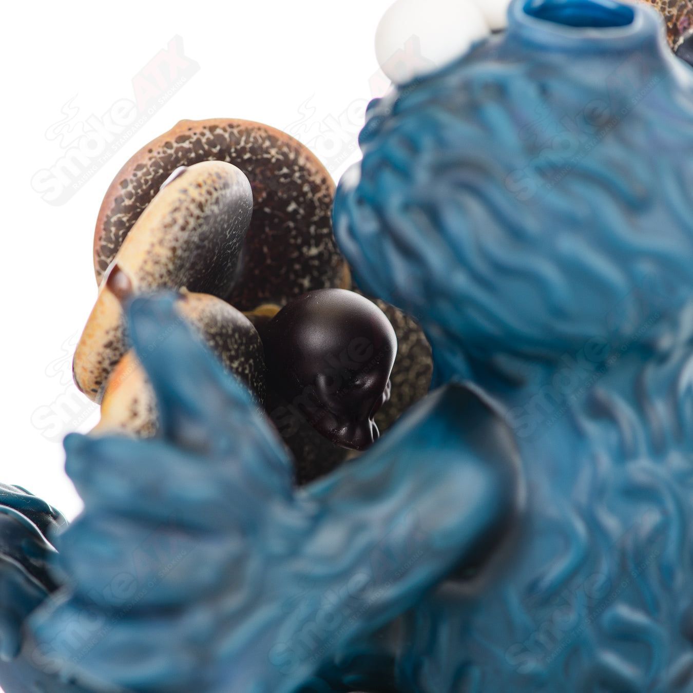 Colorful Cookie Monster Morrison Glass heady concentrate rig by Robert Morrison, featuring a detailed Cookie Monster design and vibrant glasswork.