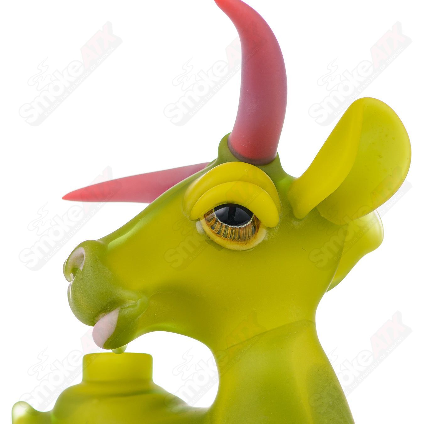 Robertson Glass Cow Rig heady glass concentrate rig with intricate cow-themed design and clear glass construction.