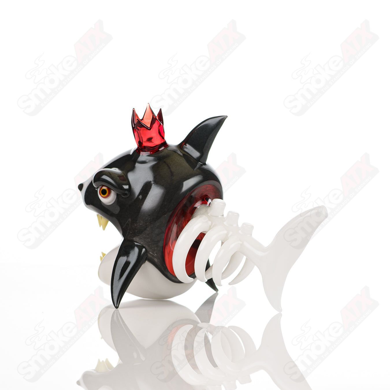 Niko Cray Crown Bones Shark heady glass concentrate rig with intricate design and vibrant colors, ideal for dabbing and concentrates.