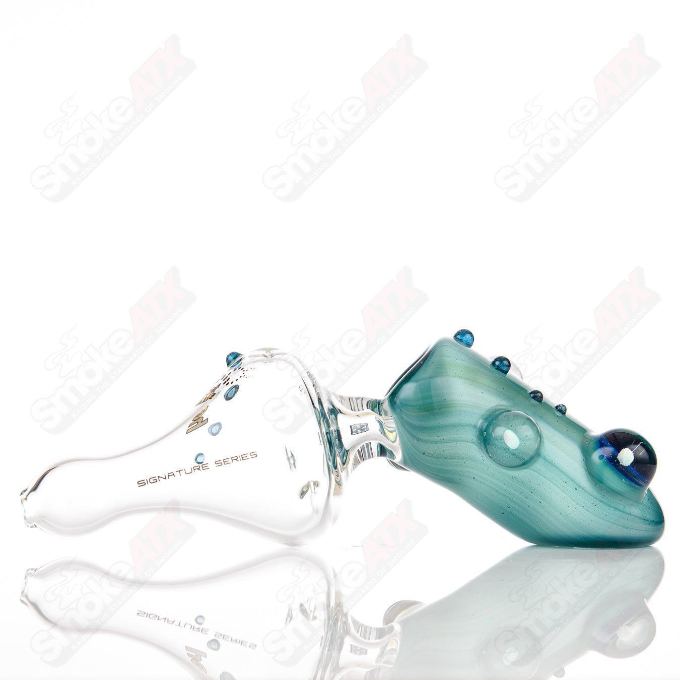 American Helix Custom Solo Signature Series dry pipe with opal accents, handcrafted glass hand pipe featuring a unique box fan helix design.