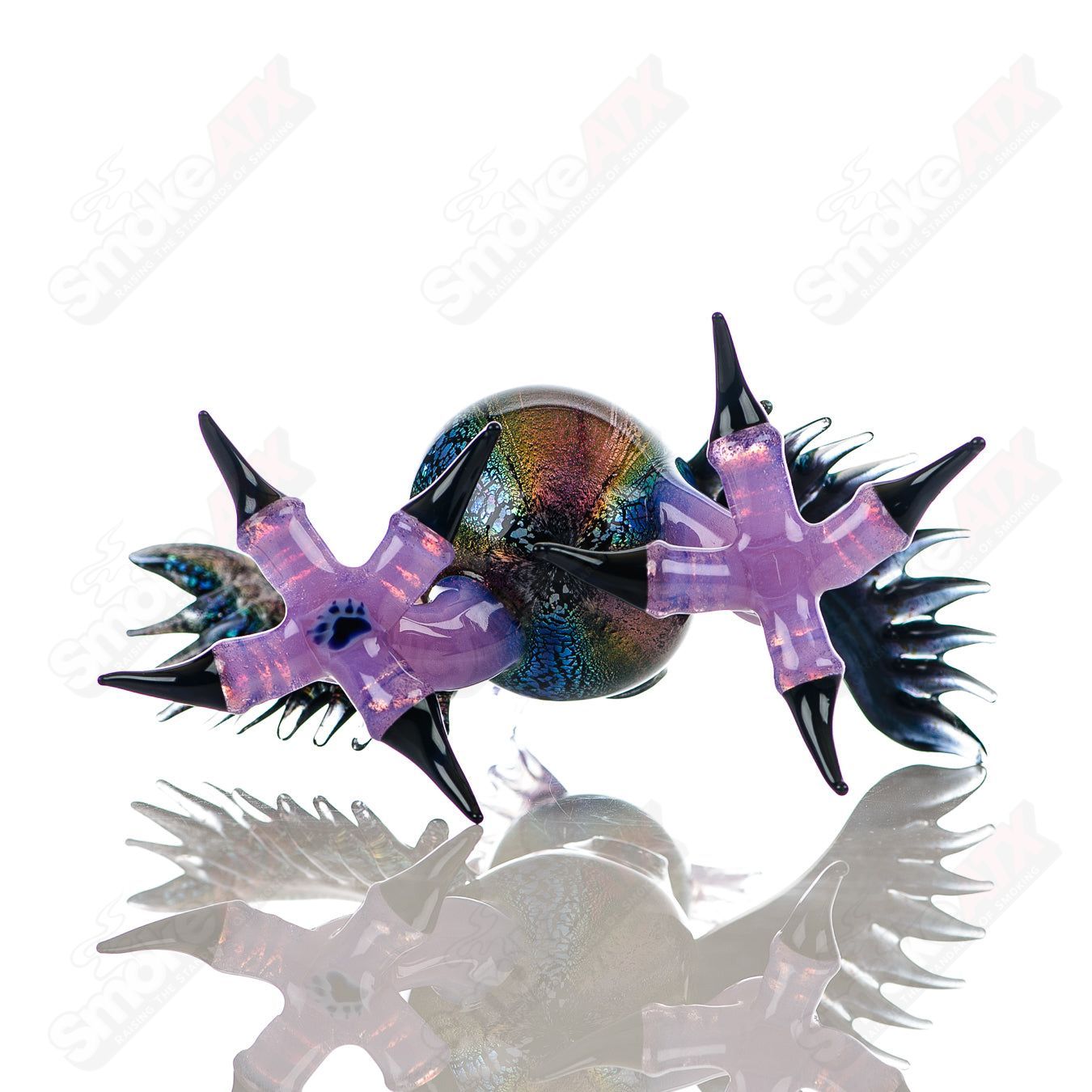 Dichro EDM Owl heady glass concentrate rig by Turtle Time, featuring vibrant colors and detailed owl design.