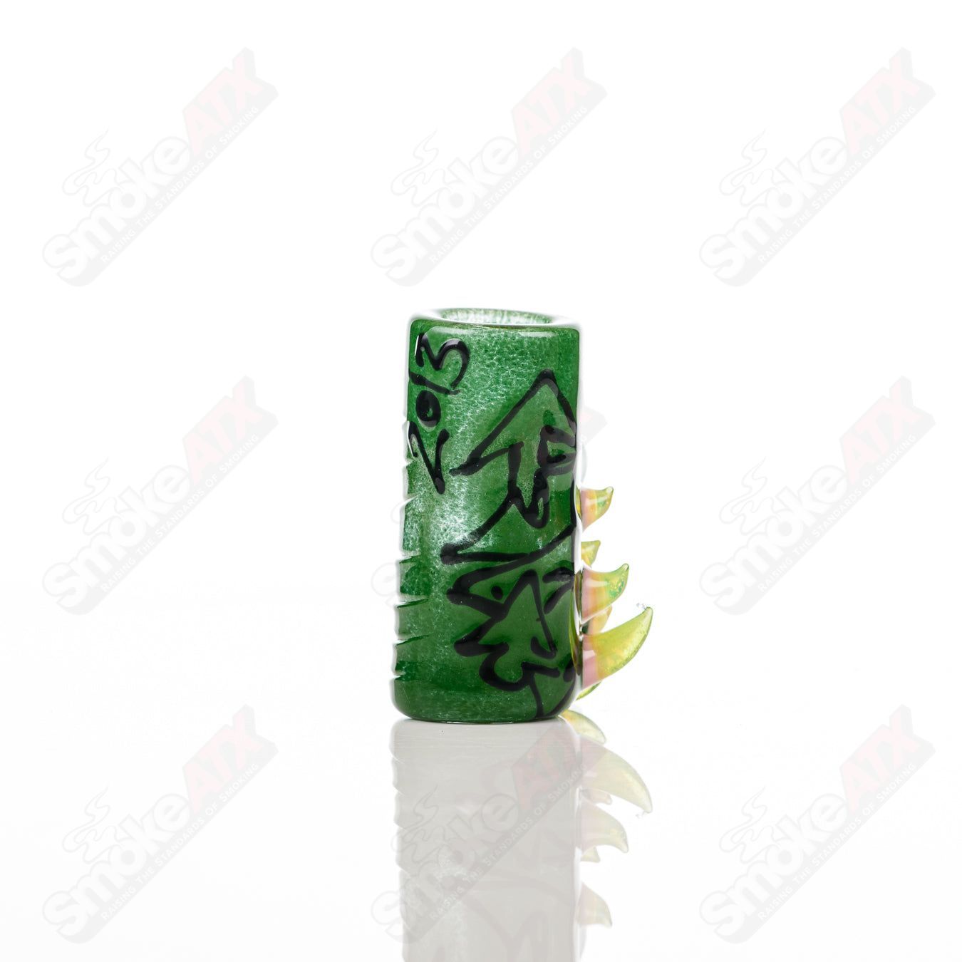 Heady Glass Dome Conversion Shot Glass in Aurora design by Salt Glass, featuring a colorful dome-shaped decorative cap.