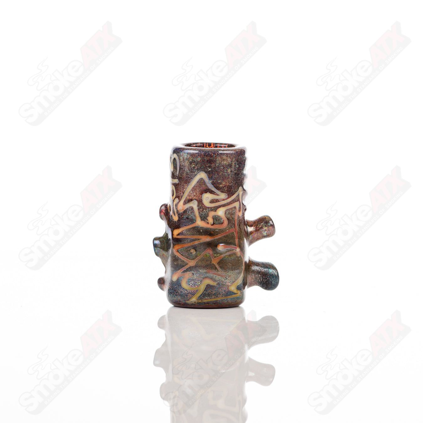 Salt Glass Dome Conversion Shot Glass with Ectoplasm and Shamrock designs, featuring vibrant colors and detailed glass craftsmanship.