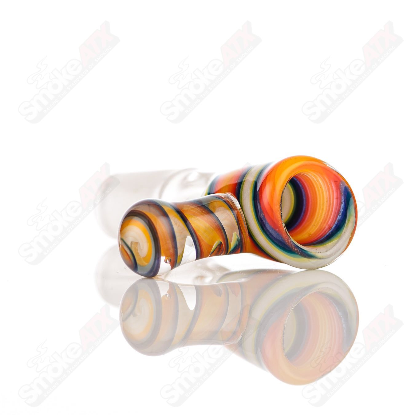 Glass donut ball rig by Texas Hot Glass, THG, featuring a colorful donut-shaped design and sturdy glass construction.