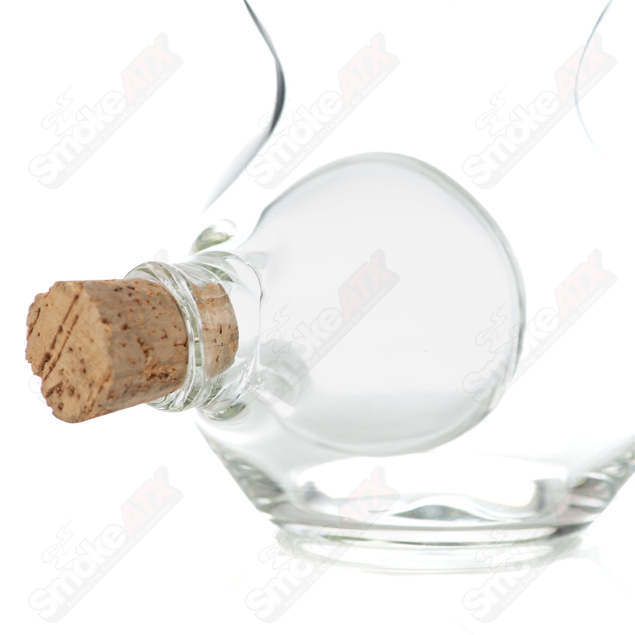Texas Hot Glass double chamber liquor bottle stash jar, colorful heady glass with intricate design and secure lid.