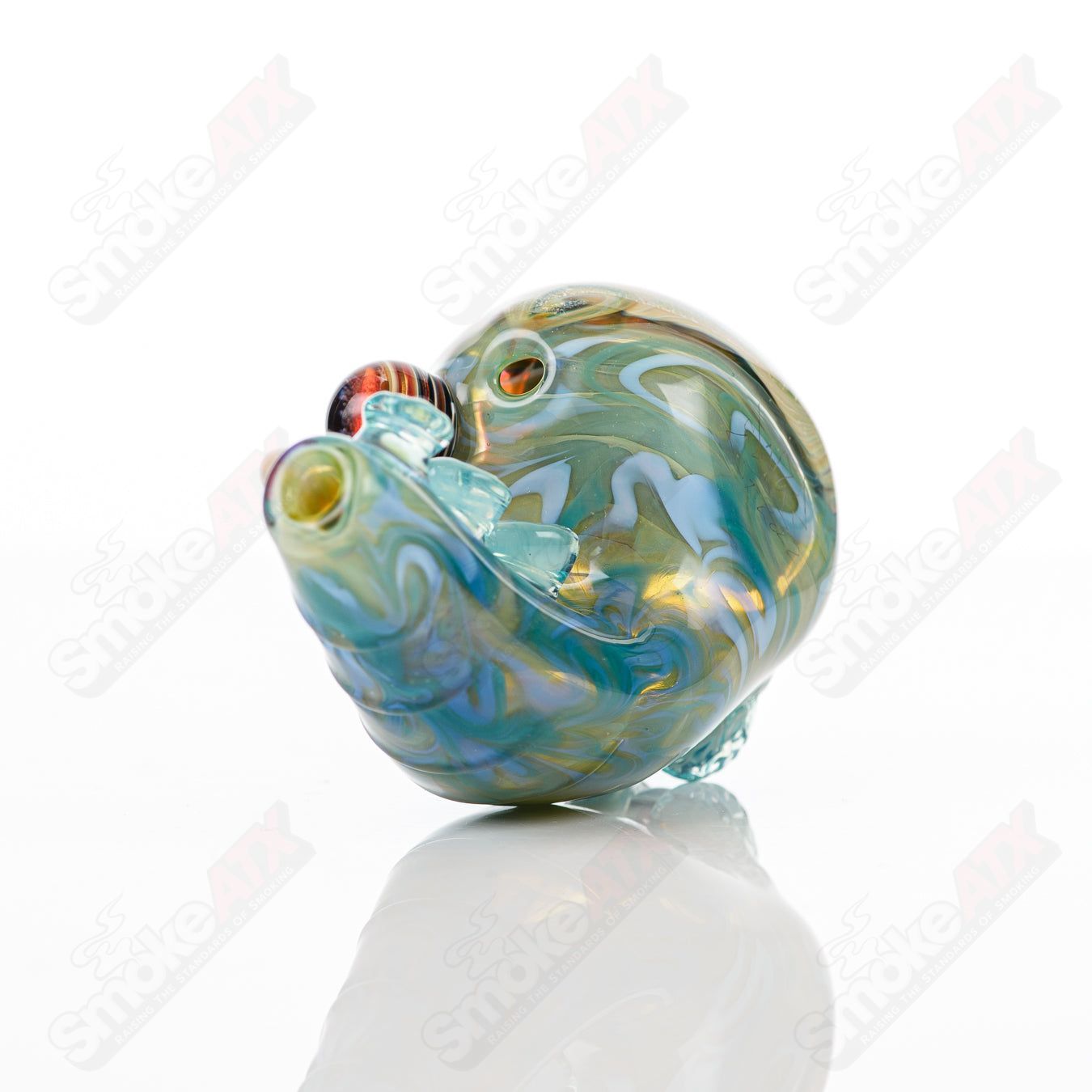 Galactic Glass dry pipe with dichroic swirl marble design, handcrafted heady glass hand pipe by Salt Glass.