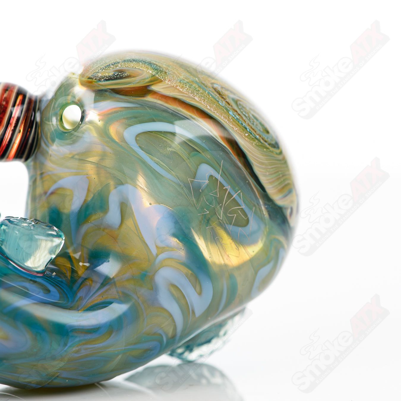 Galactic Glass Dry Pipe with dichroic swirl marble design by Salt Glass, handcrafted heady glass hand pipe for smoking.