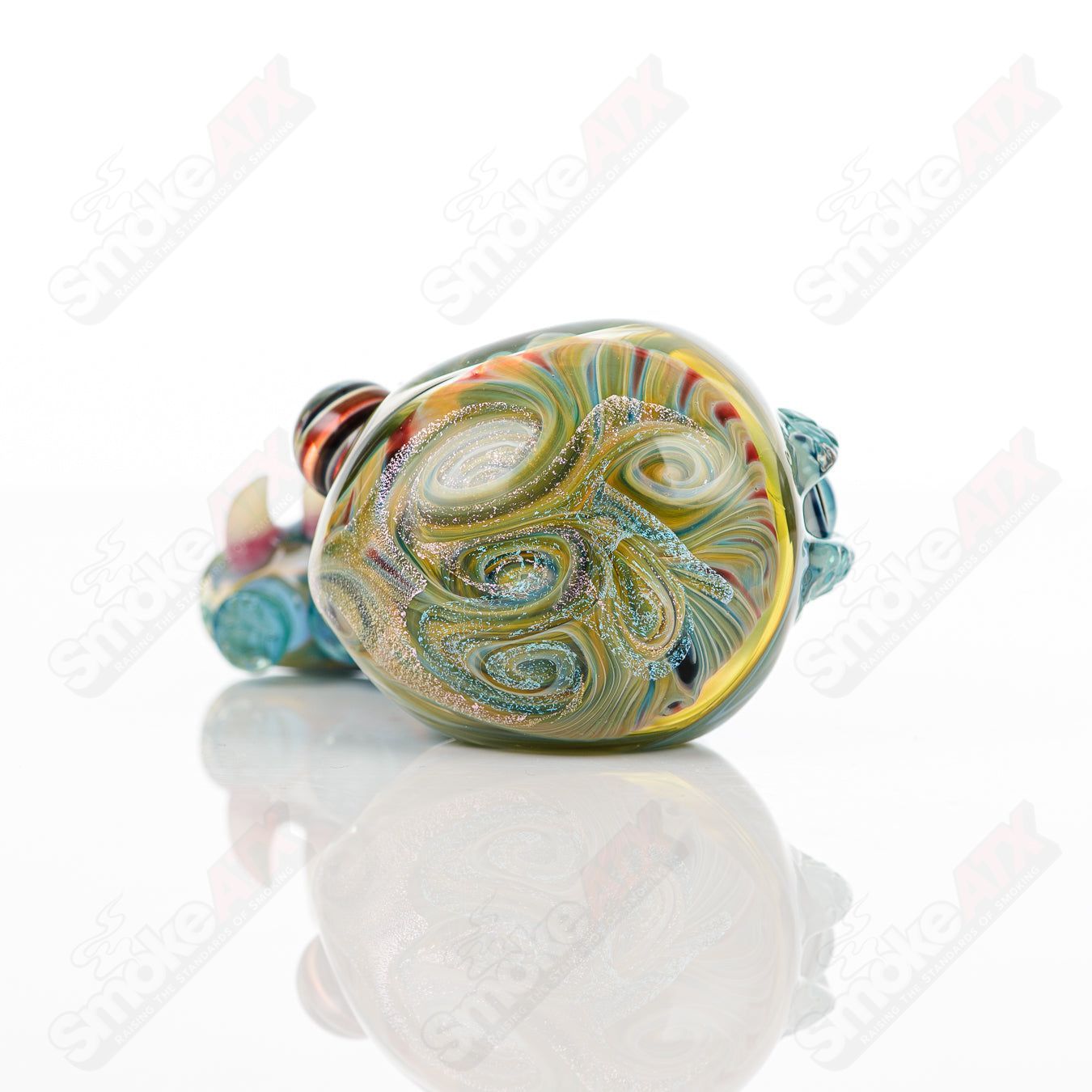 Galactic Glass dry pipe with dichroic swirl marble design, handcrafted by Salt Glass, featuring vibrant, colorful heady glass art.