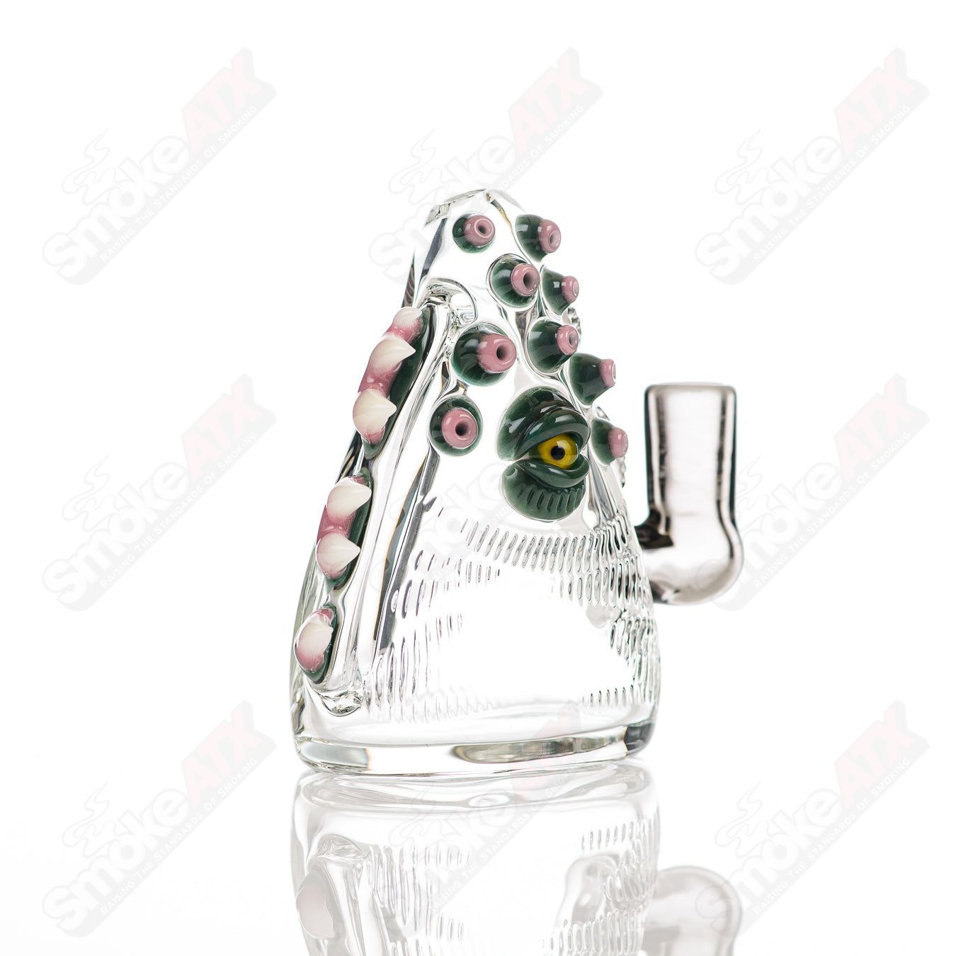 Salt Glass Eyepod #113 Heady Glass concentrate rig with Neutronium and Gunmount black design, featuring intricate glasswork.