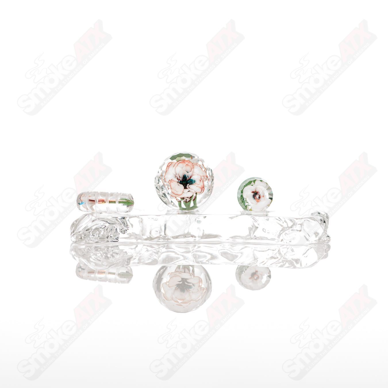 Faceted Flower Implosion Slurper Set by Indo & Fatal Facets, colorful heady glass with intricate faceted flower design.