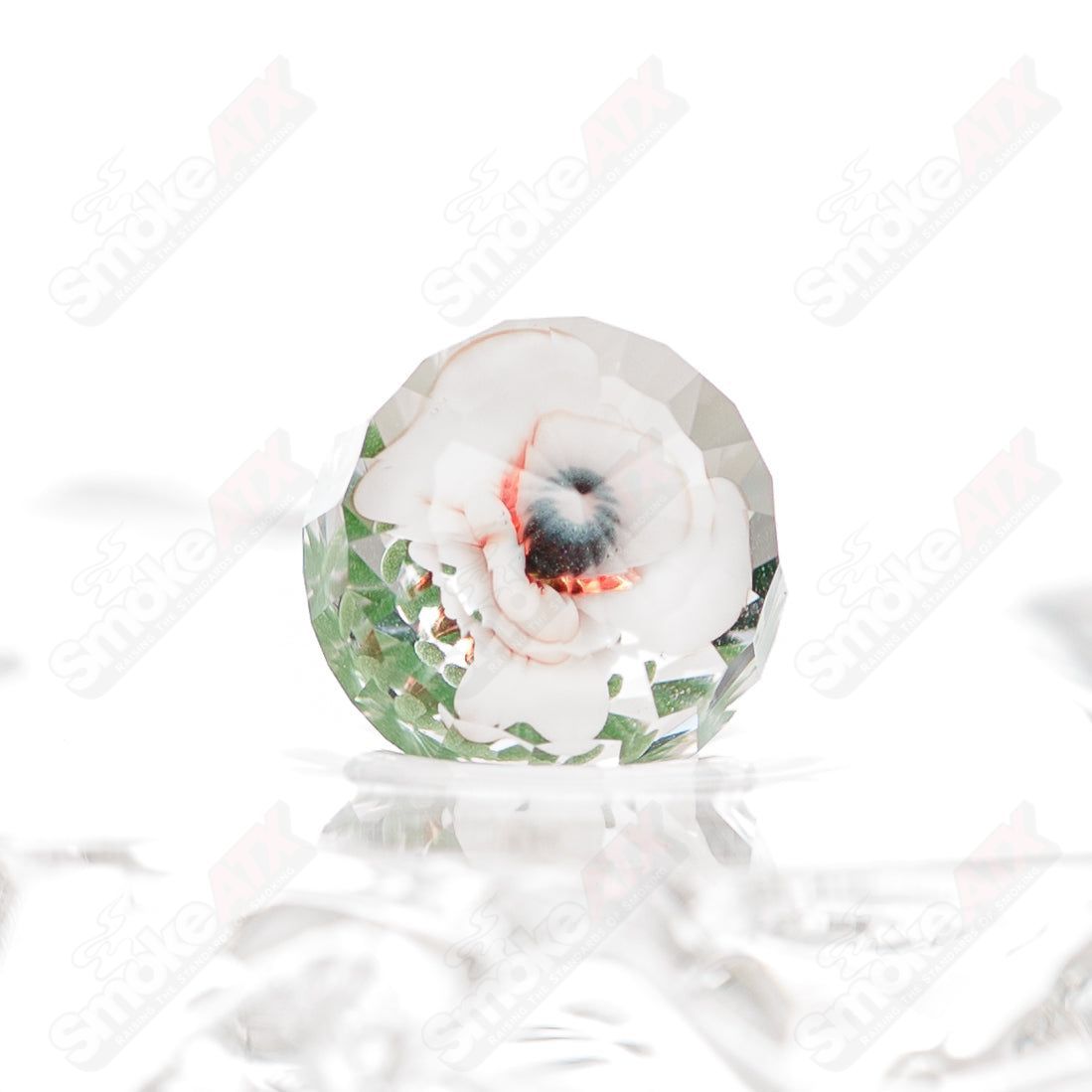 Faceted Flower Implosion Slurper Set by Indo & Fatal Facets, colorful heady glass smoking accessories with intricate design details.