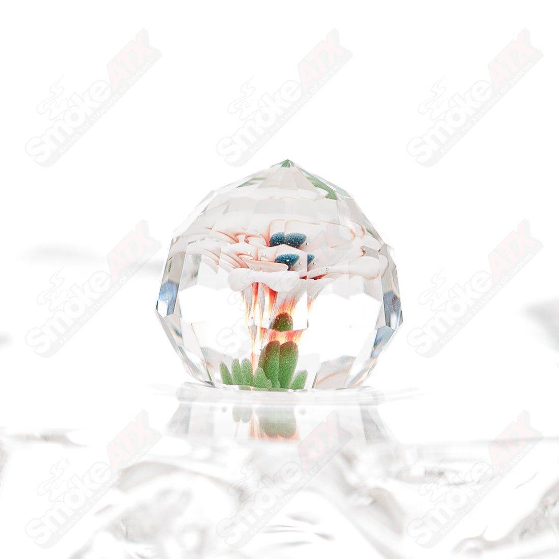 Faceted Flower Implosion Slurper Set by Indo & Fatal Facets, heady glass with detailed faceted flower design and multiple pieces.