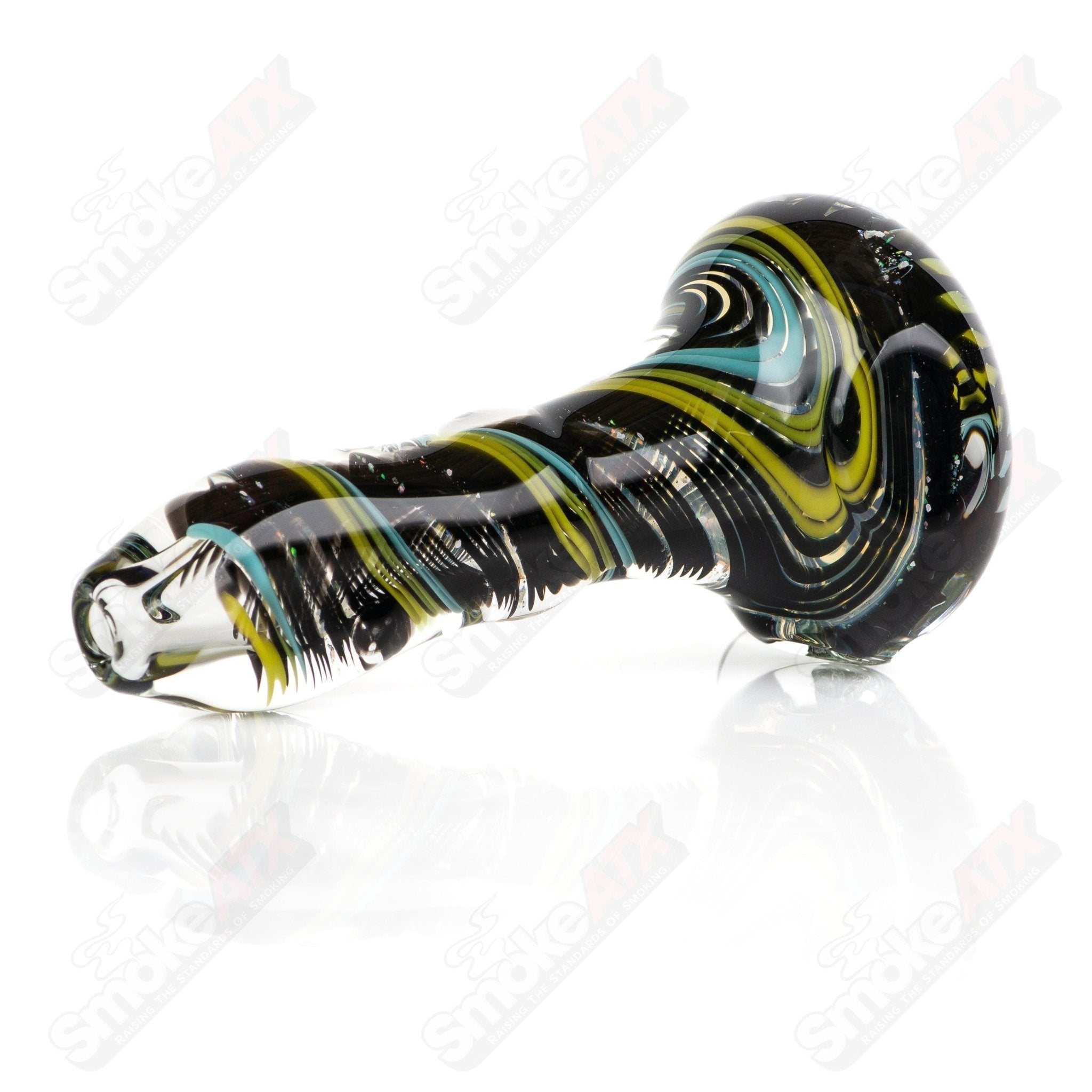 Glass Filla Twist Spoon pipe by Rotational Science, featuring a twisted design and smooth glass craftsmanship.
