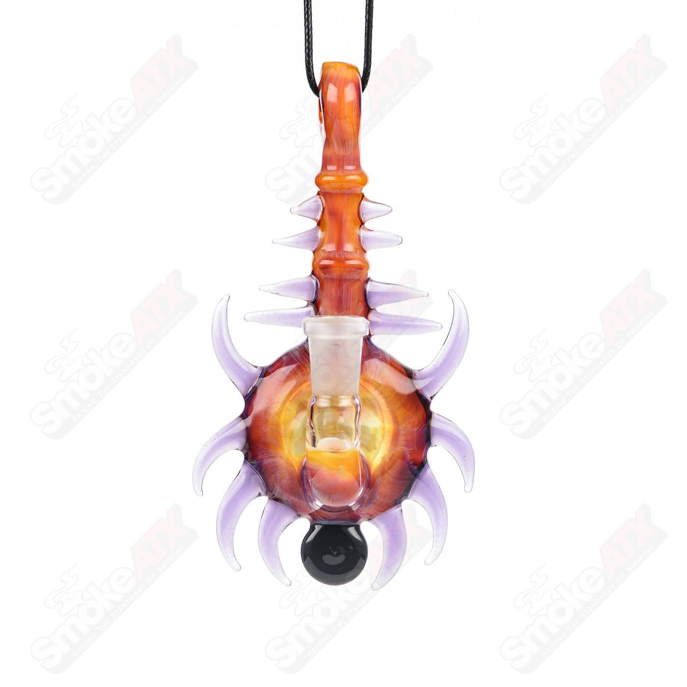 Fillacello Horn Pendant Rig by Freeek Glass with Seredipity design and opal accents, a stylish concentrate rig in heady glass art.