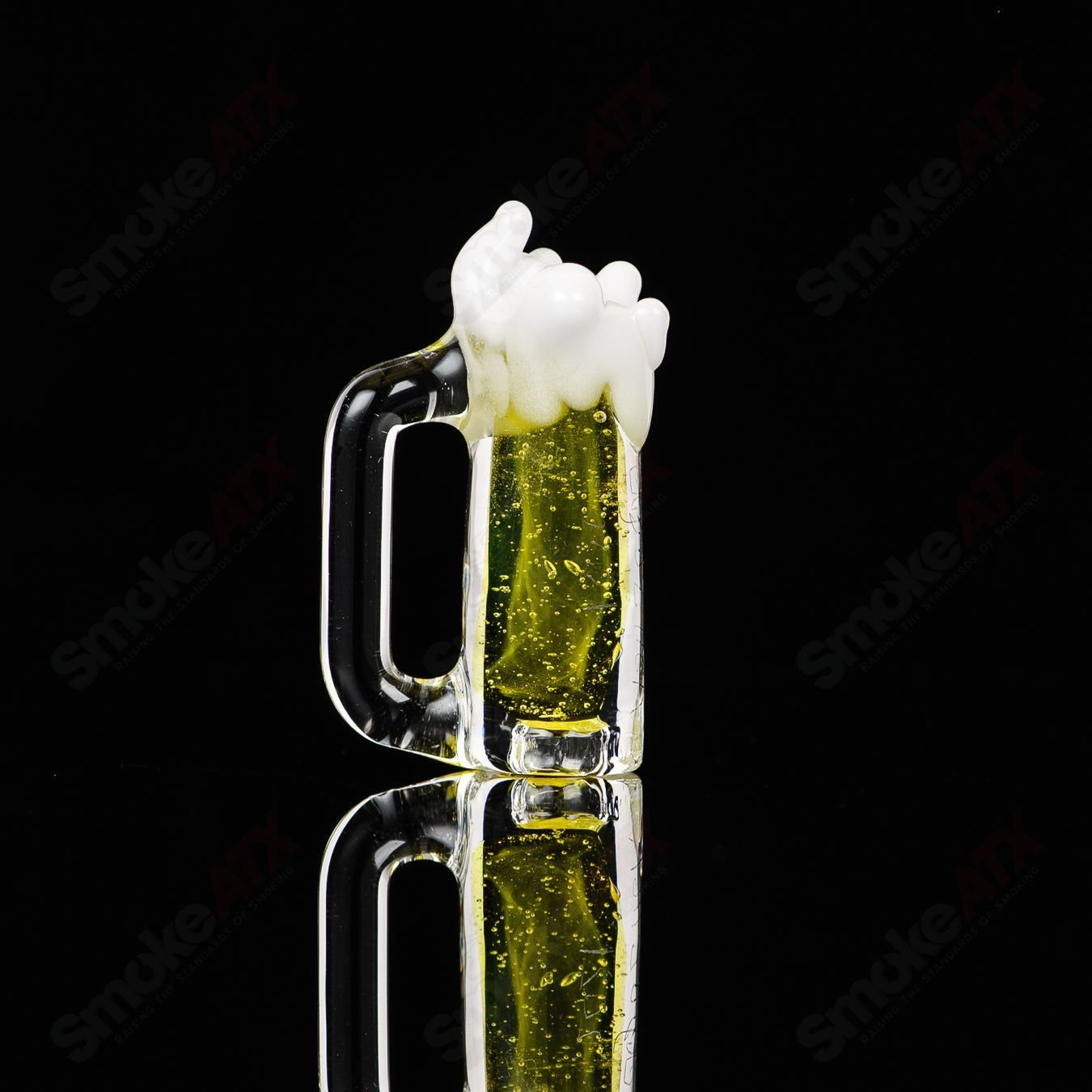 Frosty Beer Mug Pendant made of Sputnik glass, featuring a detailed, frosted beer mug design for stylish jewelry or accessories.