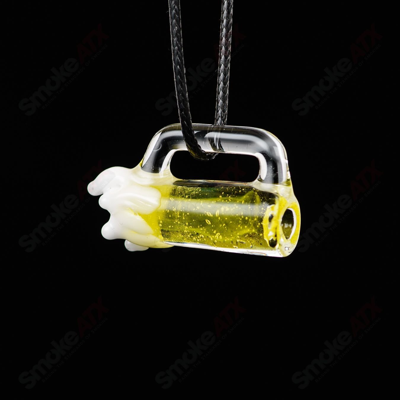 Frosty Beer Mug Pendant by Sputnik, clear glass pendant with frosted beer mug design, perfect for beer-themed jewelry accessories.