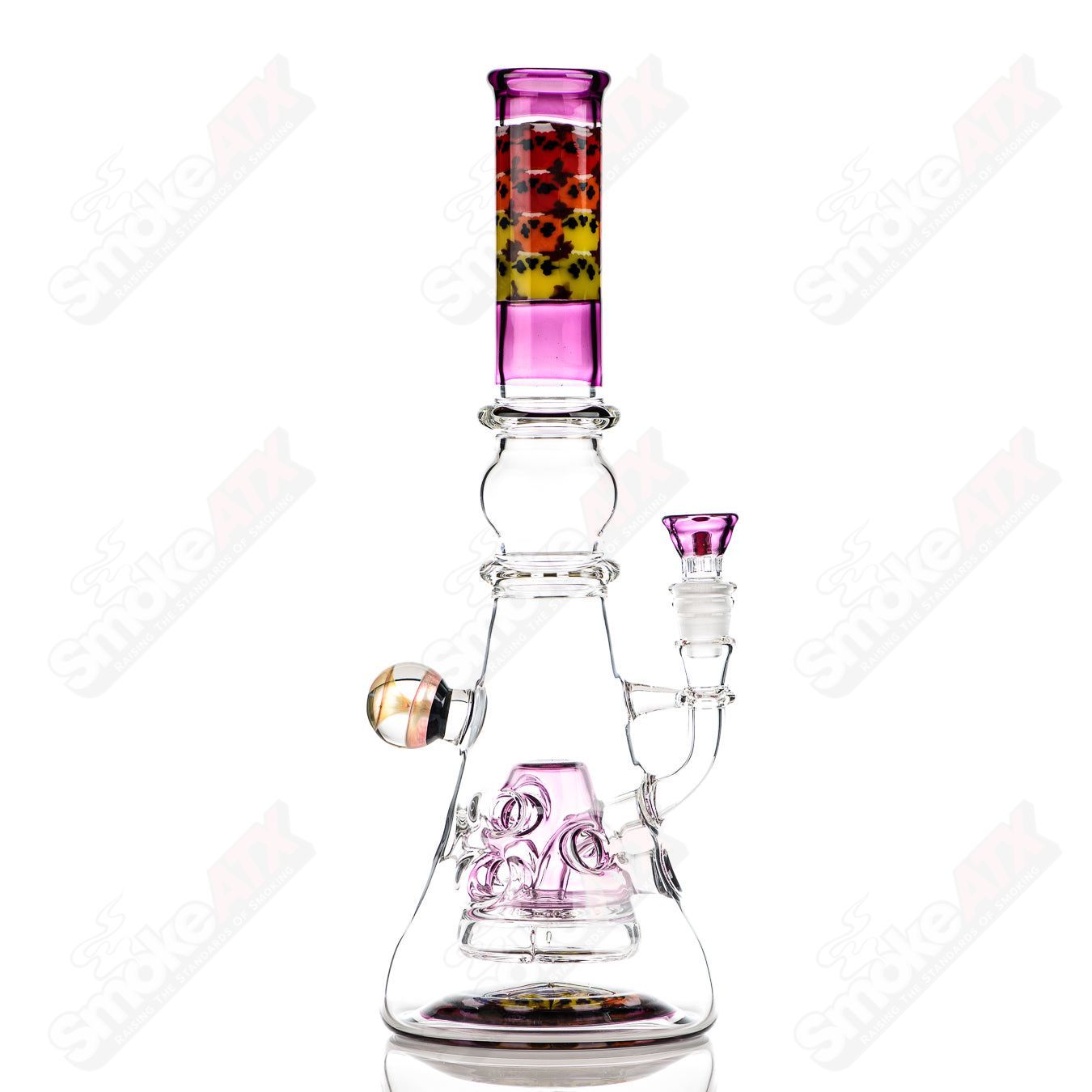 Full-size gold amethyst Fab Tube beaker by Terroir, featuring vibrant colors and intricate glasswork in a heady glass design.