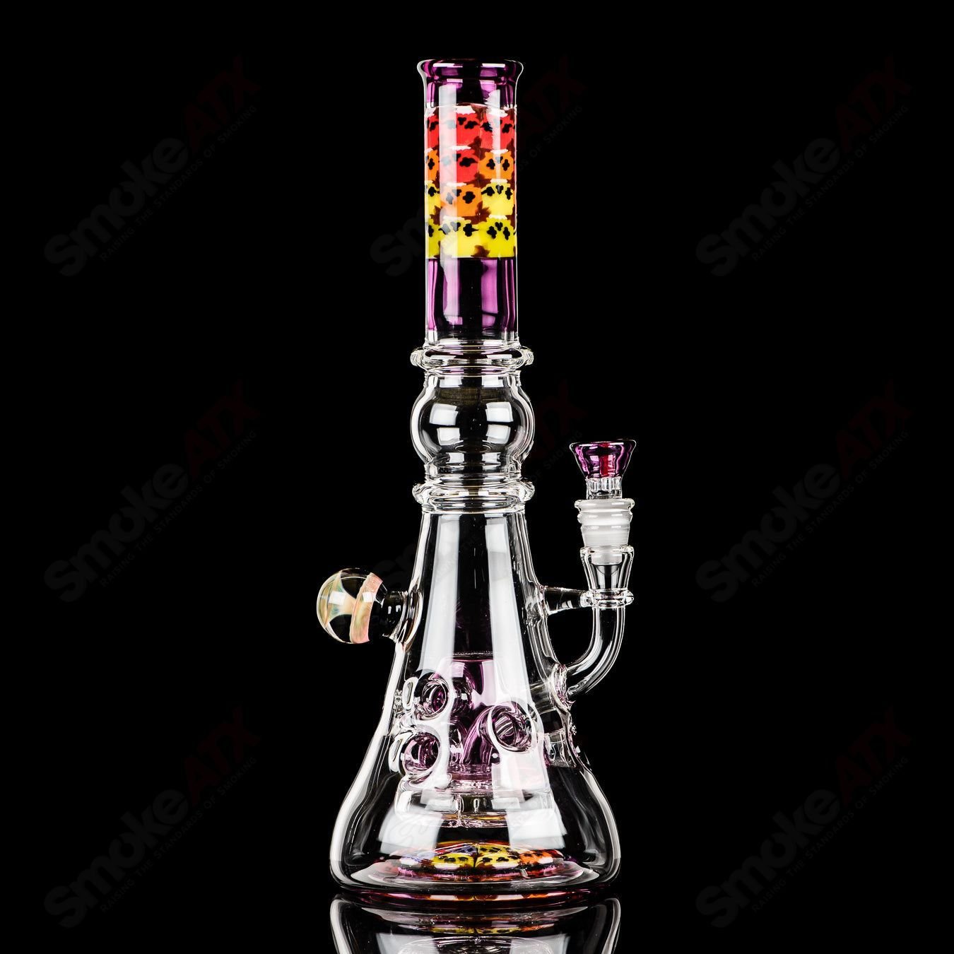 Full-size gold amethyst Fab Tube by Terroir, a Crunklestein x Heady Glass beaker with vibrant gold and purple accents.