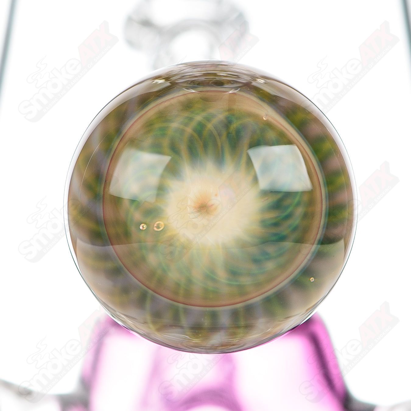 Full-size gold amethyst Fab Tube beaker by Terroir with colorful glass accents and intricate design, crafted by Heady Glass.