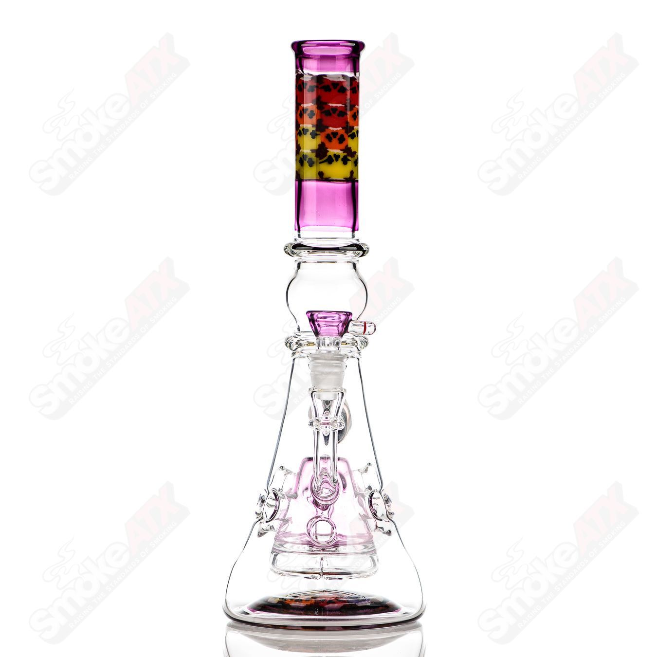 Full-size gold amethyst Fab Tube by Crunklestein x Terroir, a heady glass beaker with vibrant gold and purple amethyst accents.