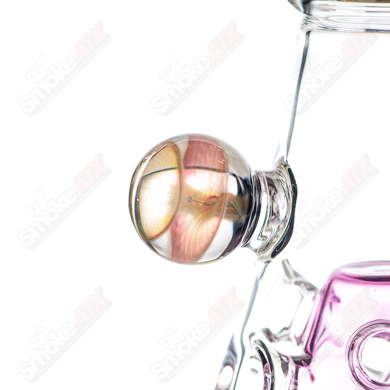 Full-size gold amethyst Fab Tube by Terroir, a heady glass beaker with vibrant gold and purple accents, intricate design detail.