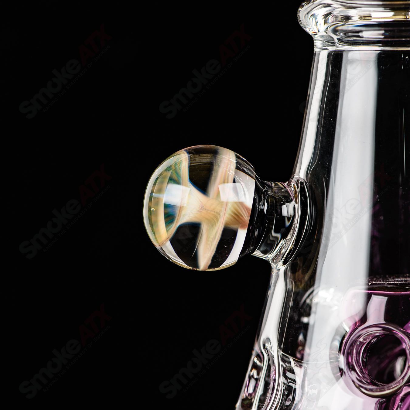 Full-size gold amethyst Fab Tube by Crunklestein x Terroir, a colorful heady glass beaker with gold and purple accents.