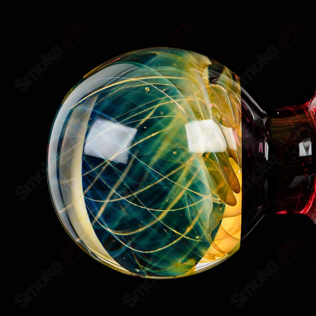 Full-size gold ruby milli turbine incycler by Crunklestein x Terroir, heady glass incycler with intricate turbine design.
