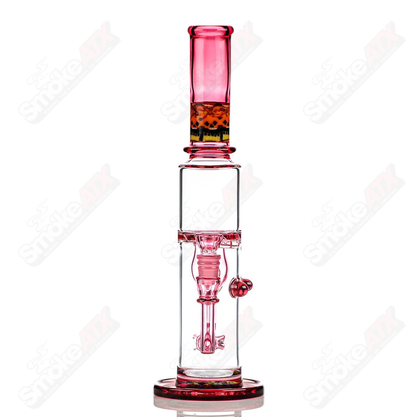 Full-size gold ruby milli turbine incycler by Crunklestein x Terroir, heady glass piece with intricate turbine design.