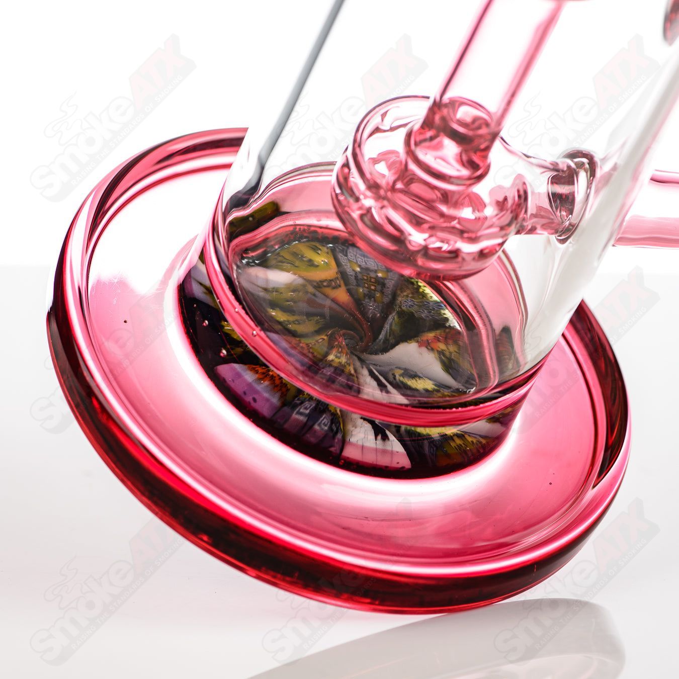 Full-size gold ruby milli turbine incycler by Crunklestein x Terroir, a heady glass piece with intricate turbine design and vibrant color accents.