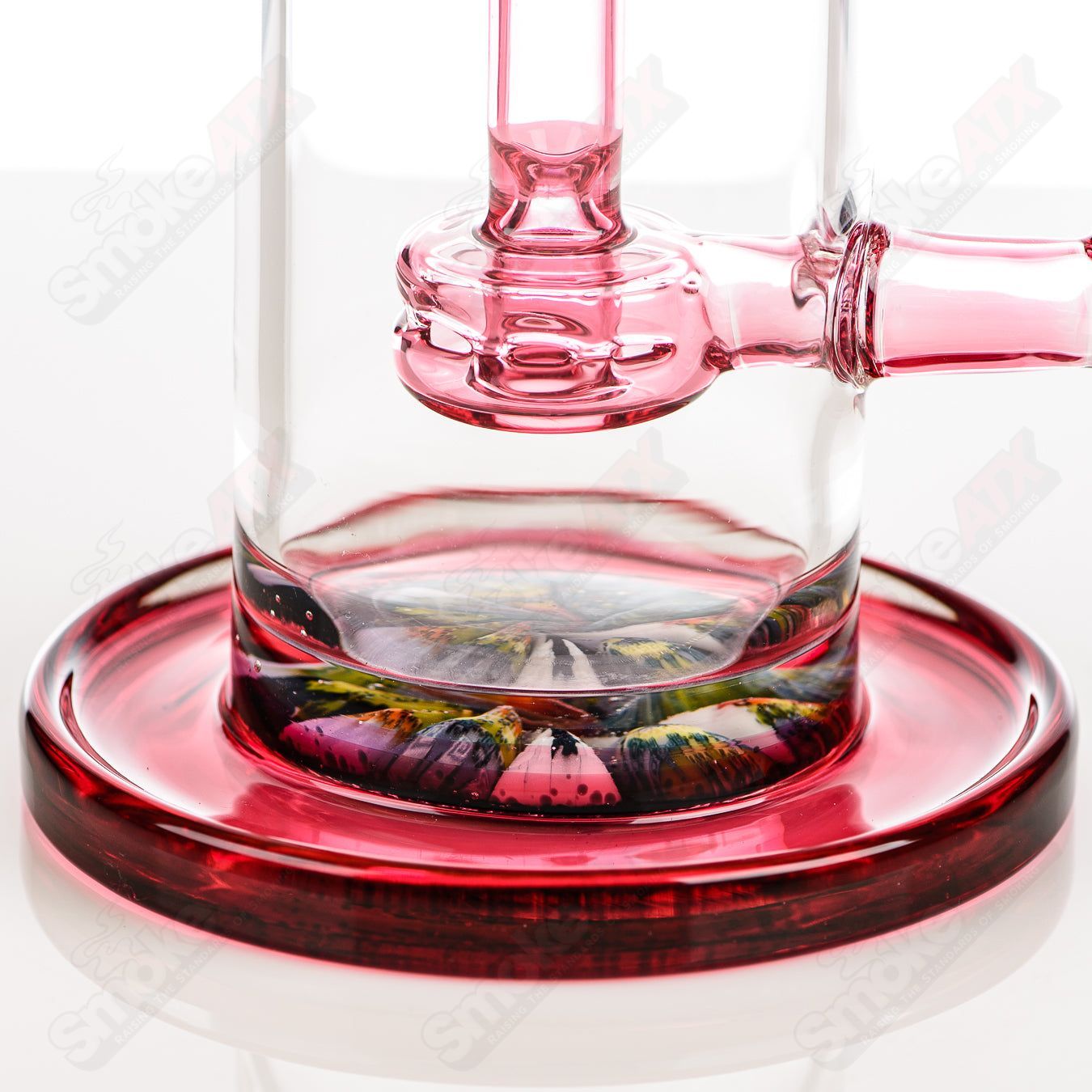 Full-size gold ruby milli turbine incycler by Crunklestein x Terroir, heady glass incycler with intricate turbine design.