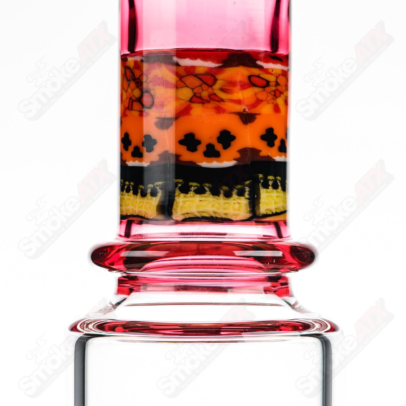 Full-size gold ruby milli turbine incycler by Crunklestein x Terroir, heady glass piece with intricate turbine design and vibrant color accents.