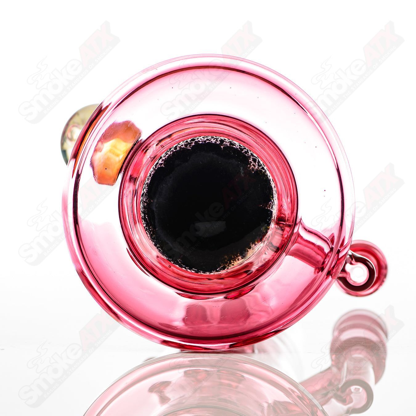 Full-size gold ruby milli turbine incycler by Crunklestein x Terroir, heady glass piece with intricate turbine design and vibrant colors.