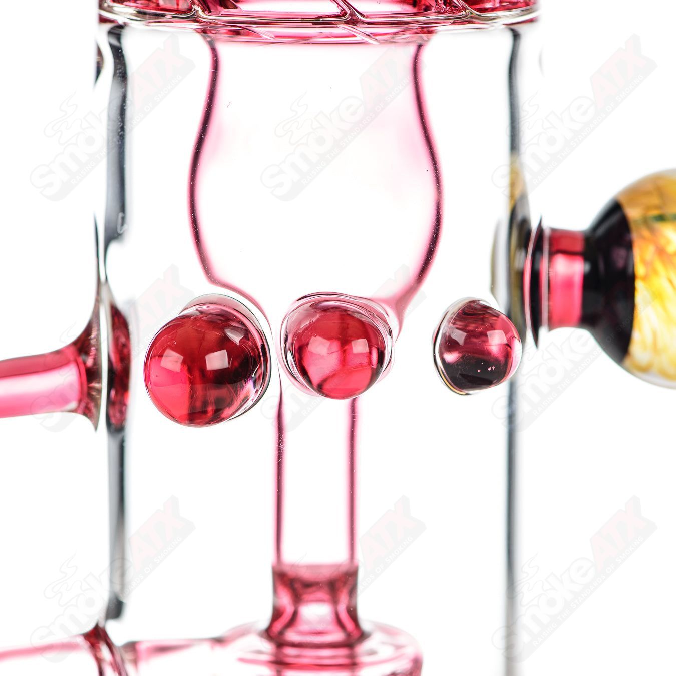 Full-size gold ruby milli turbine incycler by Crunklestein x Terroir, heady glass piece with intricate turbine design.