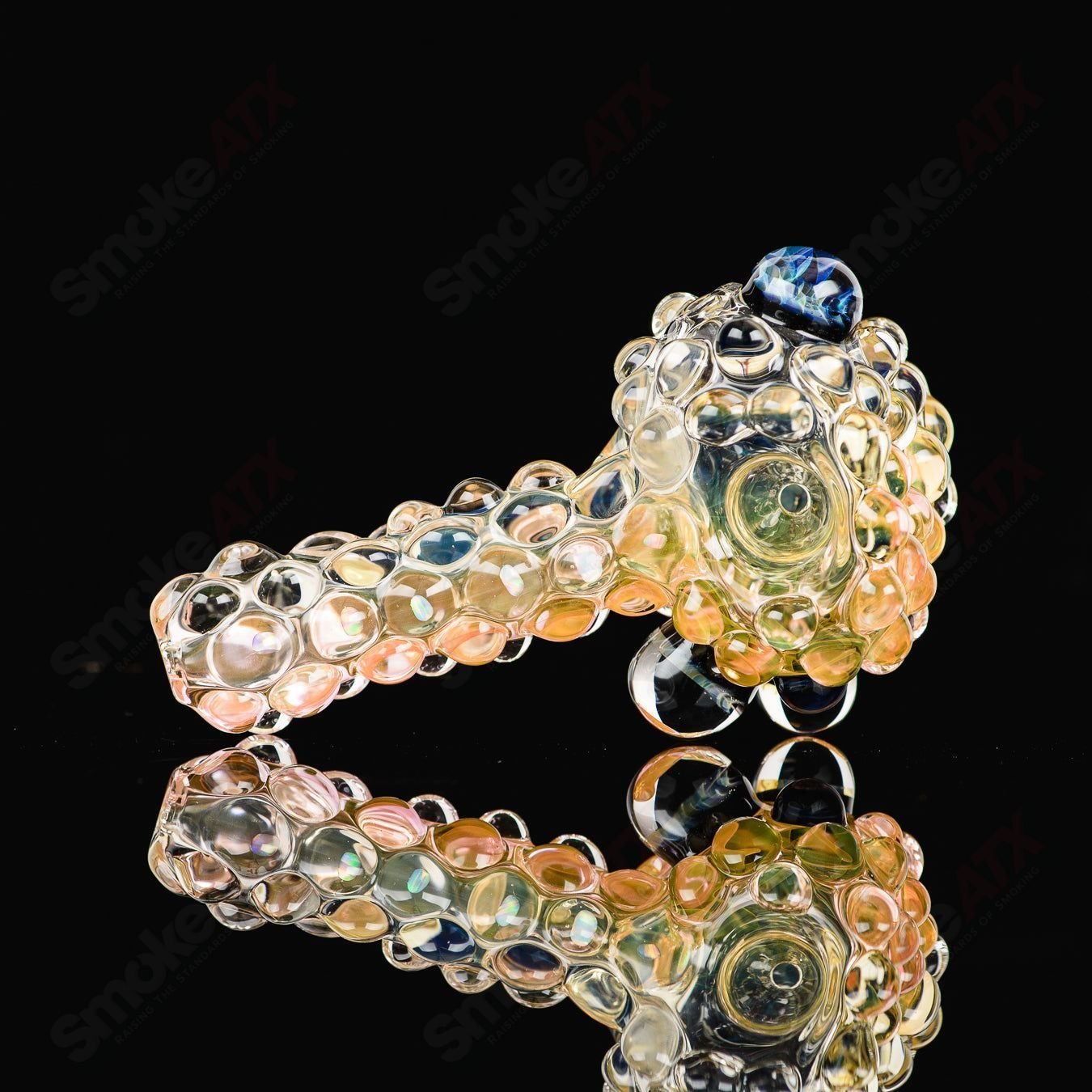 Fume Big Knobs Spammer w Honeycomb Millis and Opal Accents GD Glass - Smoke ATX