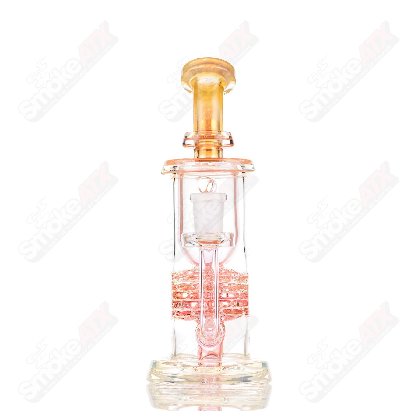 Leisure Glass Fume Brickstack Incycler concentrate rig made of clear glass with stacked brick design for smoking concentrates.