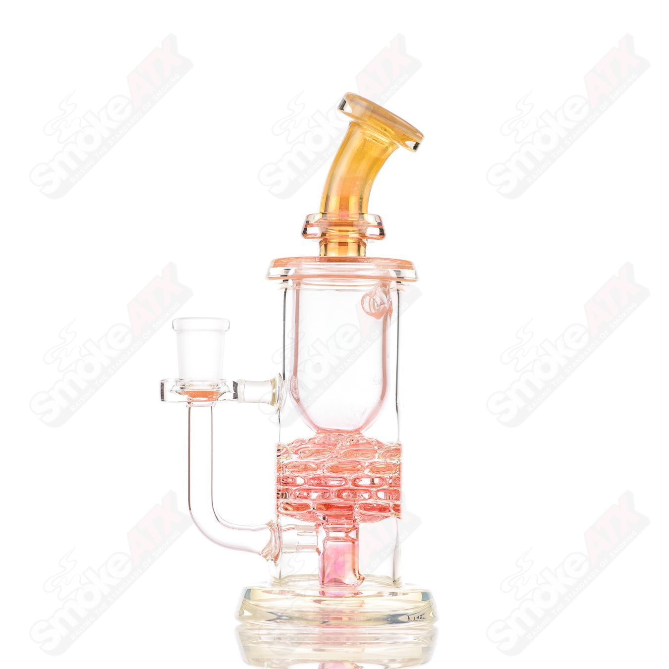 Leisure Glass Fume Brickstack Incycler leisure concentrate rig with a clear glass design and intricate stacked brick pattern