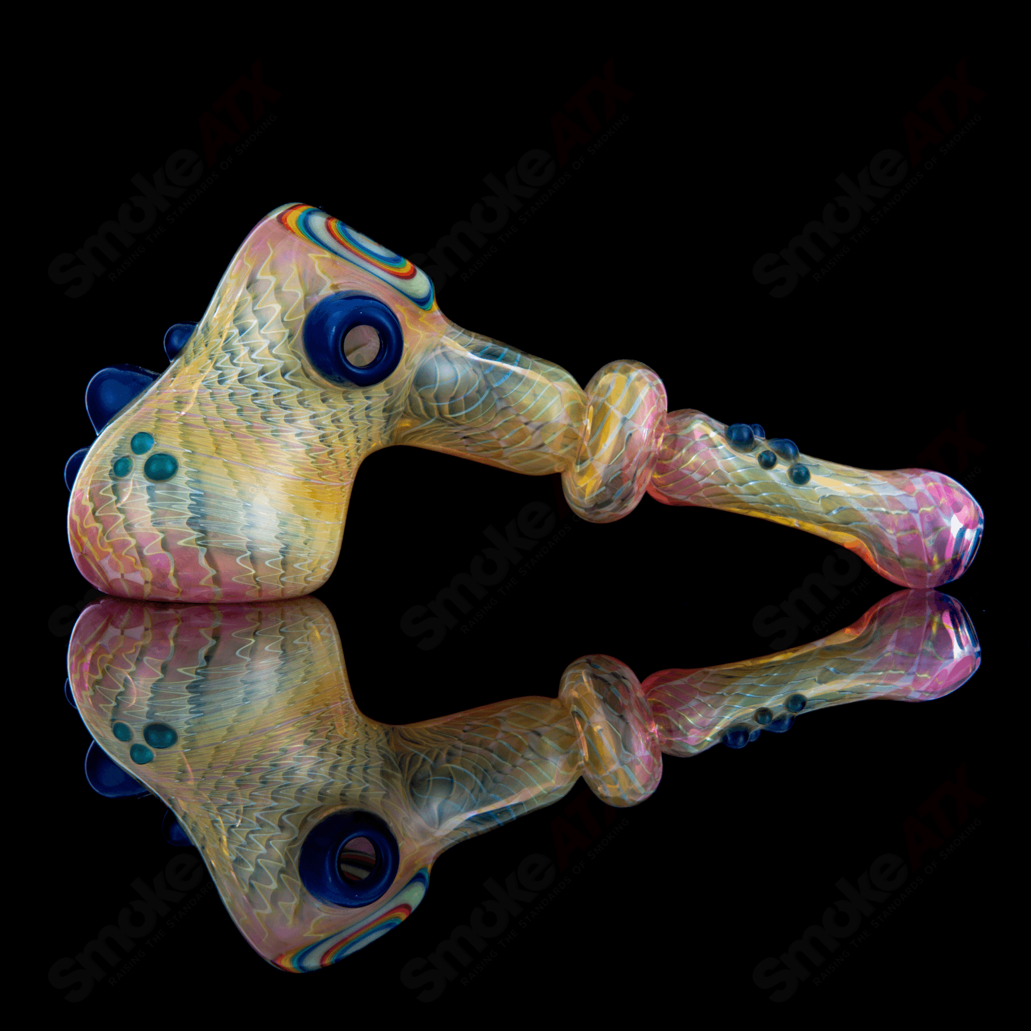Fumed Dry Hammer w Rainbow Accent Habitat Glass - Smoke ATX