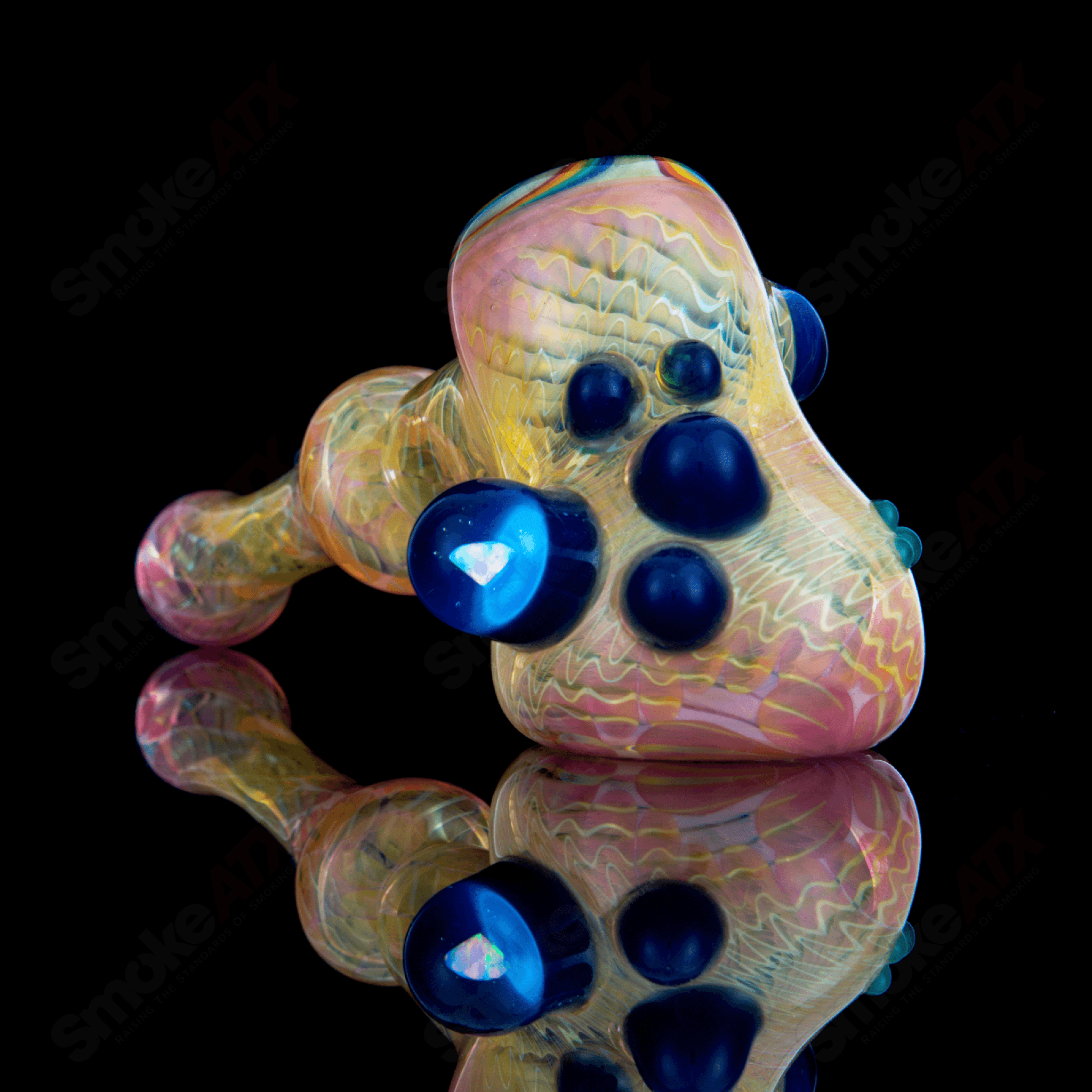 Fumed Dry Hammer w Rainbow Accent Habitat Glass - Smoke ATX