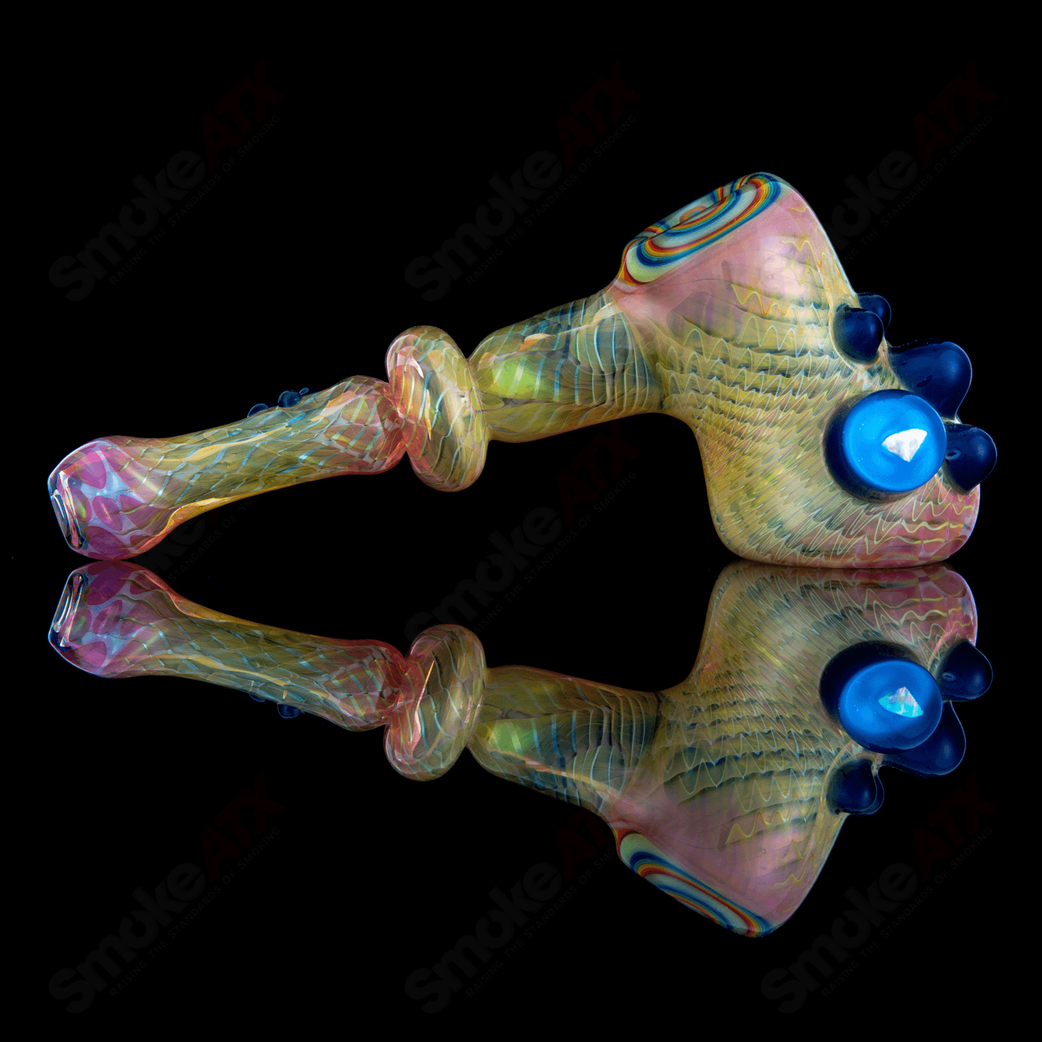 Fumed Dry Hammer w Rainbow Accent Habitat Glass - Smoke ATX